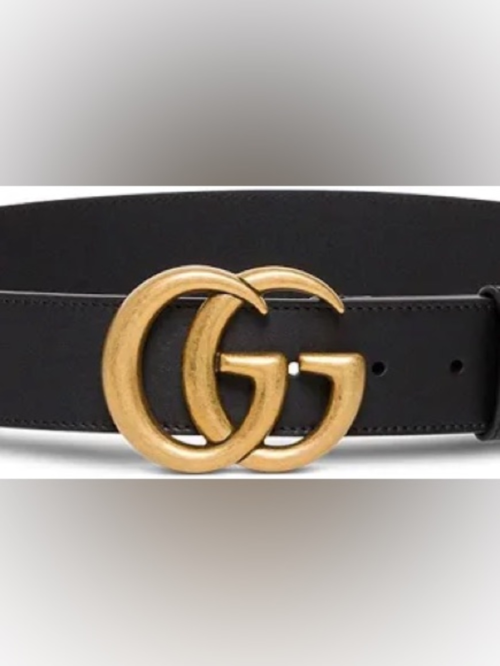Gucci Black Leather Belt with Gold Double G Buckle